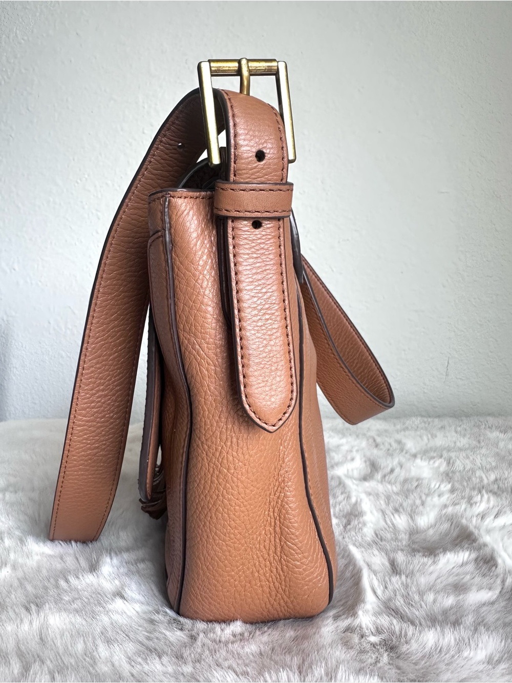 Tory Burch Frances Saddle Bag pebbled leather brown tassel - Picture 8 of 17